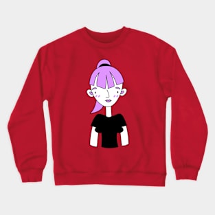 Hand Drawn Girl with Ponytail Character Profile Crewneck Sweatshirt